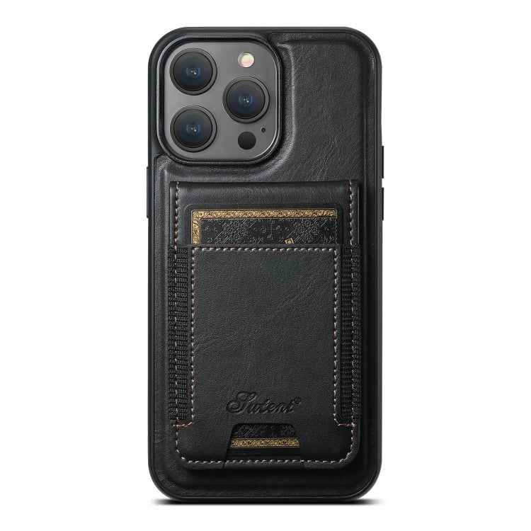 Suteni H17 Oil Eax Leather MagSafe Detachable Wallet Phone Case