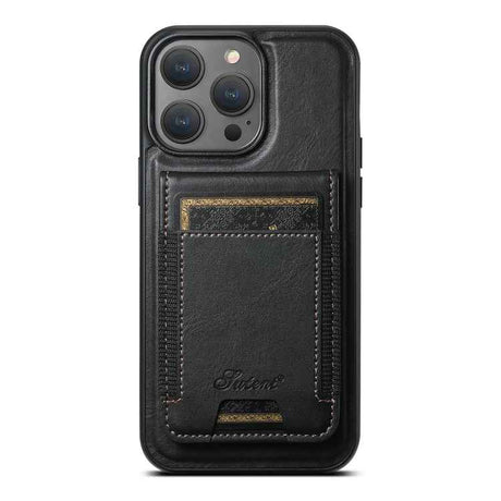 Suteni H17 Oil Eax Leather MagSafe Detachable Wallet Phone Case