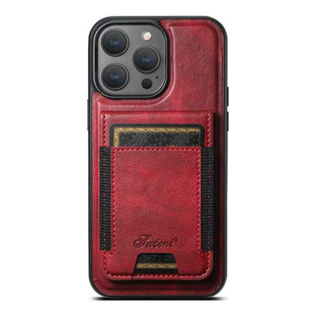 Suteni H17 Oil Eax Leather MagSafe Detachable Wallet Phone Case