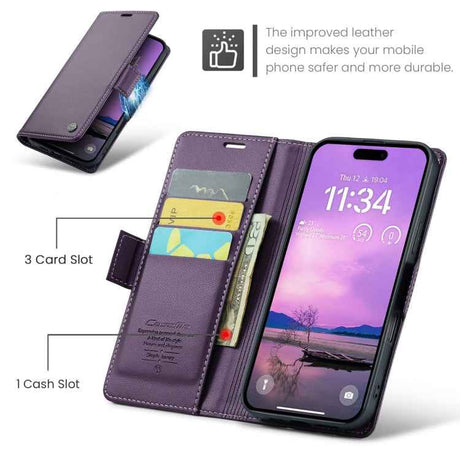 CaseMe 023 Butterfly Buckle Litchi Texture RFID Anti-theft Leather Phone Case