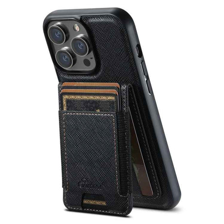 Suteni H17 Cross Grain Leather MagSafe Detachable Wallet Phone Case