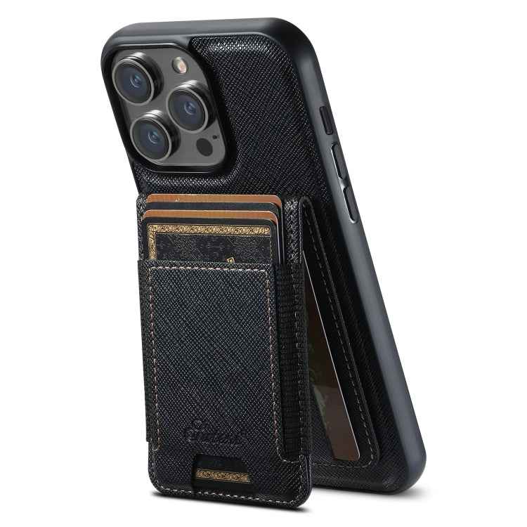 Suteni H17 Cross Grain Leather MagSafe Detachable Wallet Phone Case