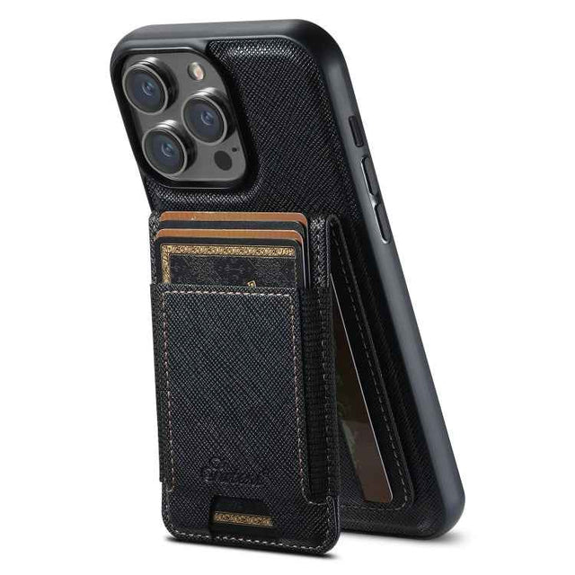 Suteni H17 Cross Grain Leather MagSafe Detachable Wallet Phone Case