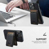 Suteni H17 Cross Grain Leather MagSafe Detachable Wallet Phone Case