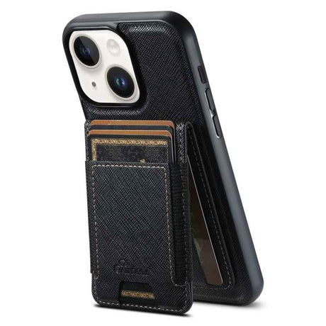 Suteni H17 Cross Grain Leather MagSafe Detachable Wallet Phone Case