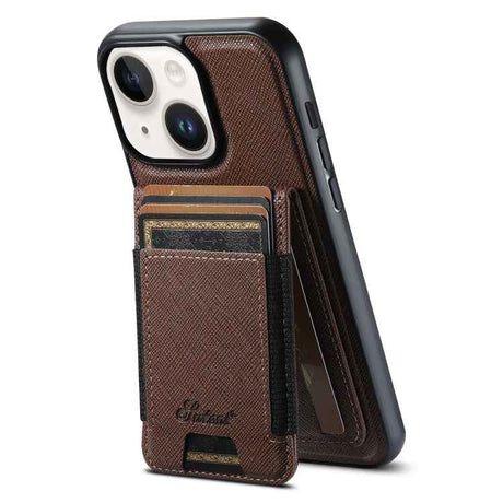 Suteni H17 Cross Grain Leather MagSafe Detachable Wallet Phone Case