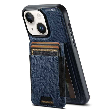 Suteni H17 Cross Grain Leather MagSafe Detachable Wallet Phone Case
