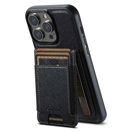 Suteni H17 Cross Grain Leather MagSafe Detachable Wallet Phone Case