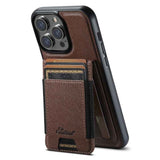 Suteni H17 Cross Grain Leather MagSafe Detachable Wallet Phone Case