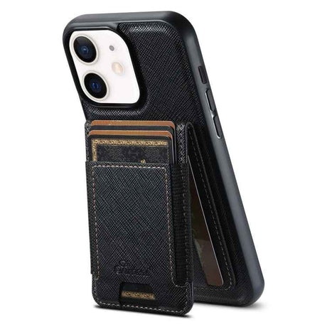 Suteni H17 Cross Grain Leather MagSafe Detachable Wallet Phone Case