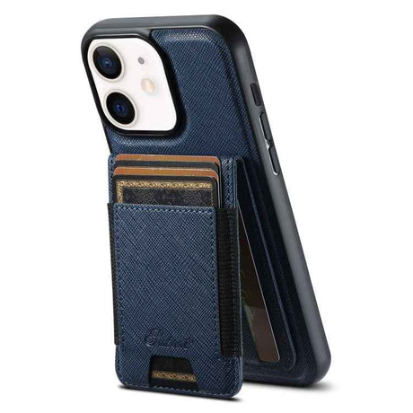Suteni H17 Cross Grain Leather MagSafe Detachable Wallet Phone Case