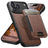 Suteni H17 Cross Grain Leather MagSafe Detachable Wallet Phone Case