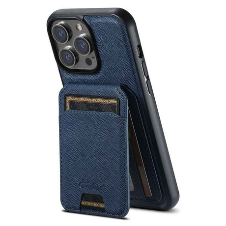 Suteni H18 Cross Grain MagSafe Wallet Leather Phone Case