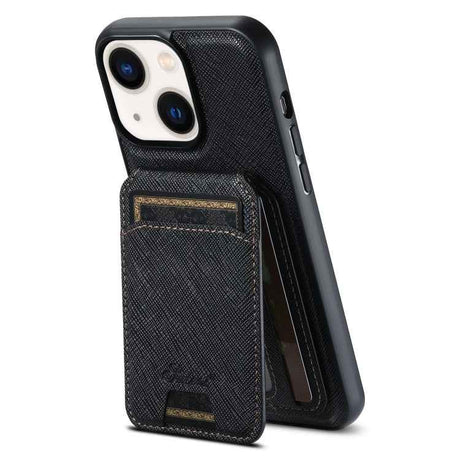 Suteni H18 Cross Grain MagSafe Wallet Leather Phone Case