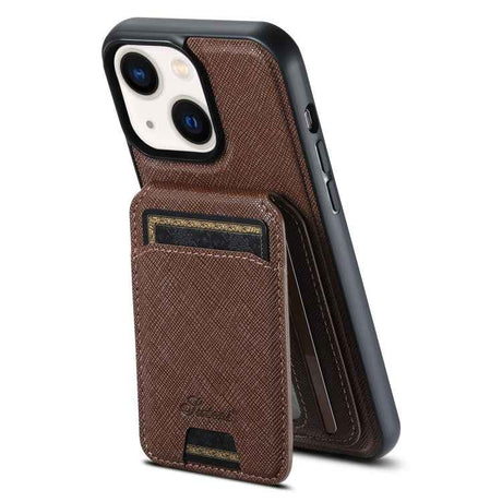 Suteni H18 Cross Grain MagSafe Wallet Leather Phone Case