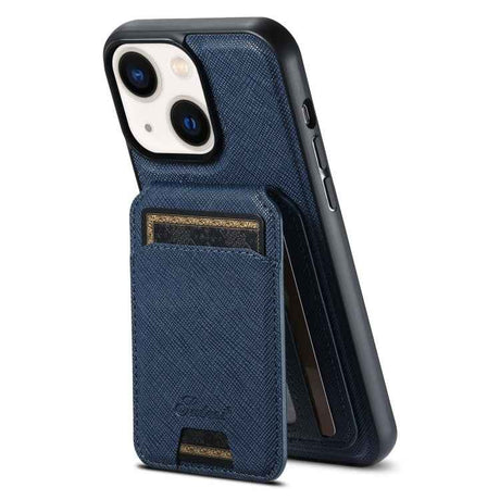 Suteni H18 Cross Grain MagSafe Wallet Leather Phone Case