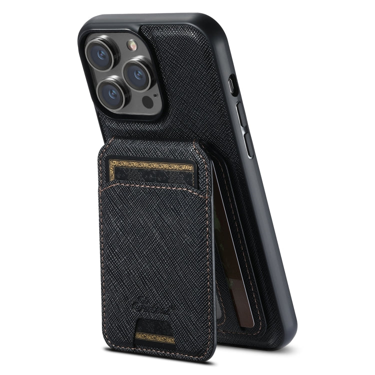 Suteni H18 Cross Grain MagSafe Wallet Leather Phone Case