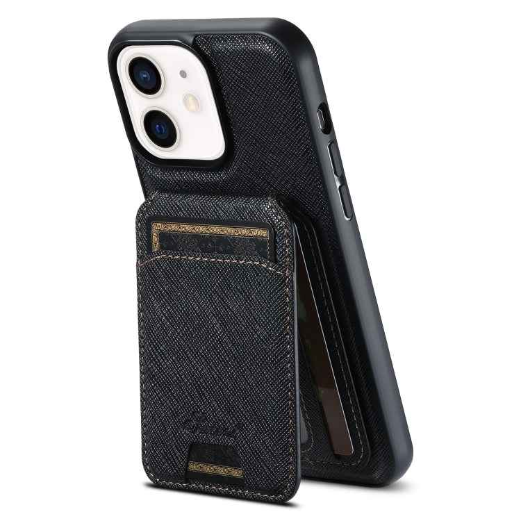 Suteni H18 Cross Grain MagSafe Wallet Leather Phone Case