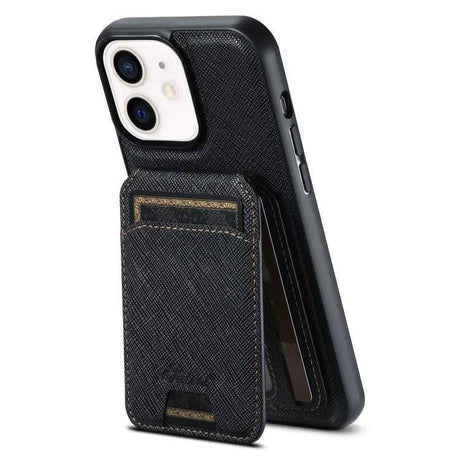 Suteni H18 Cross Grain MagSafe Wallet Leather Phone Case
