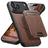 Suteni H18 Cross Grain MagSafe Wallet Leather Phone Case