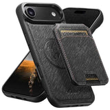 Suteni H18 Cross Grain MagSafe Wallet Leather Phone Case