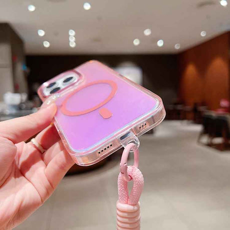 Bright Shadow  Magsafe Discoloration Phone Case with Wrist Strap