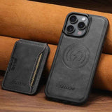 Suteni M3 Card Bag MagSafe Cowhide Texture Leather Phone Case