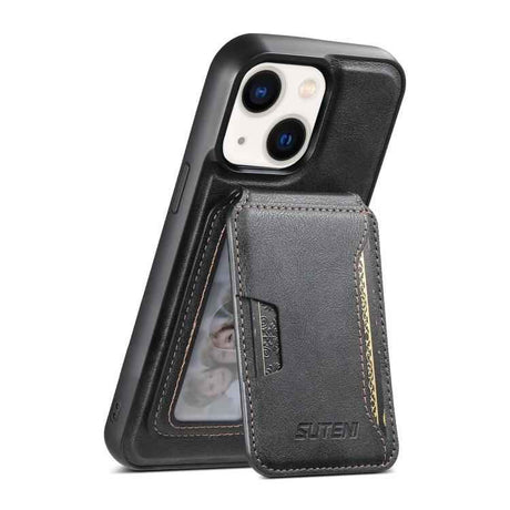 Suteni M3 Card Bag MagSafe Cowhide Texture Leather Phone Case