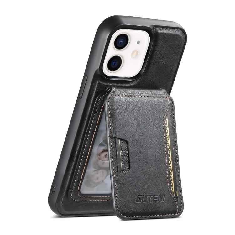 Suteni M3 Card Bag MagSafe Cowhide Texture Leather Phone Case