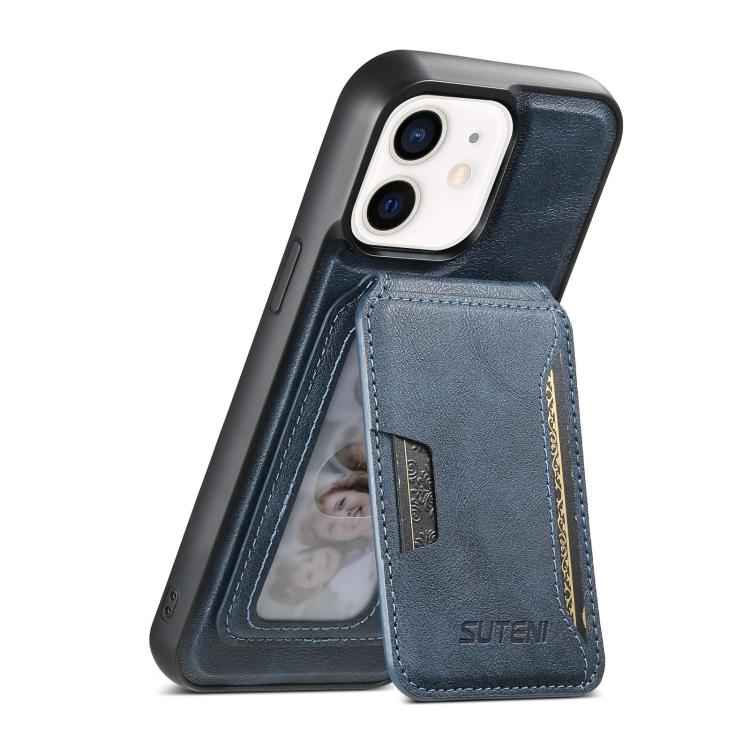 Suteni M3 Card Bag MagSafe Cowhide Texture Leather Phone Case