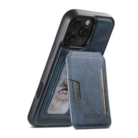 Suteni M3 Card Bag MagSafe Cowhide Texture Leather Phone Case