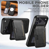 Suteni M3 Card Bag MagSafe Cowhide Texture Leather Phone Case