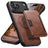 Suteni M3 Card Bag MagSafe Cowhide Texture Leather Phone Case