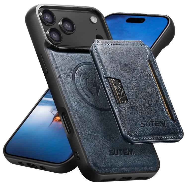Suteni M3 Card Bag MagSafe Cowhide Texture Leather Phone Case