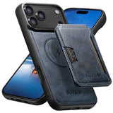 Suteni M3 Card Bag MagSafe Cowhide Texture Leather Phone Case