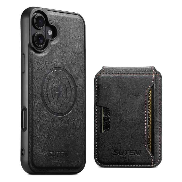 Suteni M3 Card Bag MagSafe Cowhide Texture Leather Phone Case