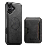 Suteni M3 Card Bag MagSafe Cowhide Texture Leather Phone Case