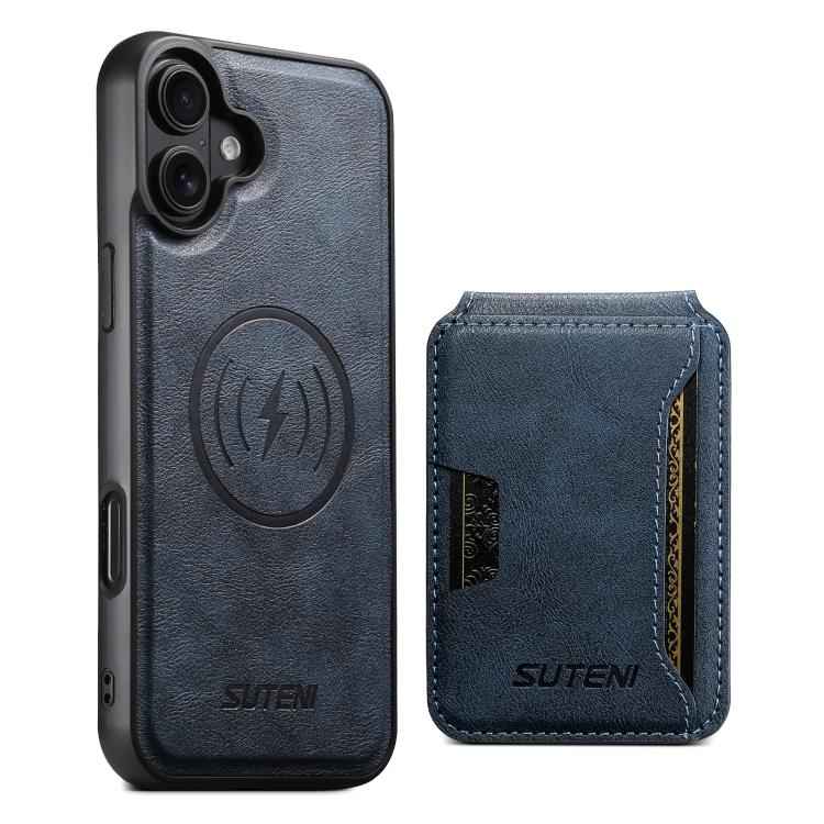 Suteni M3 Card Bag MagSafe Cowhide Texture Leather Phone Case