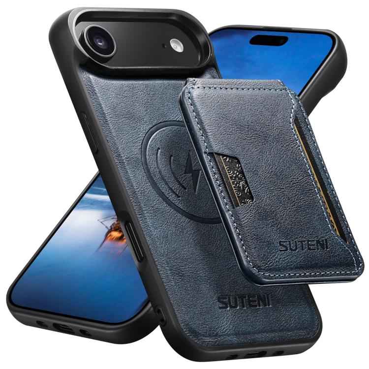 Suteni M3 Card Bag MagSafe Cowhide Texture Leather Phone Case