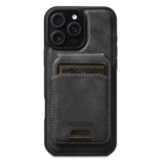 Suteni M5 Magnetic Card Bag MagSafe Leather Phone Case