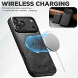 Suteni M5 Magnetic Card Bag MagSafe Leather Phone Case