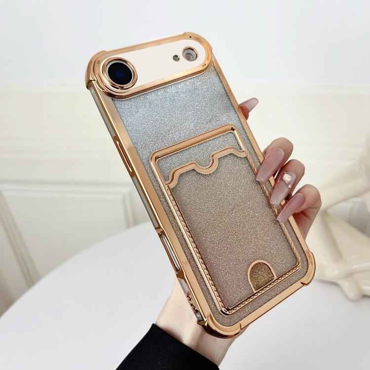 Four-cornered Glitter Electroplated Card Bag TPU Phone Case