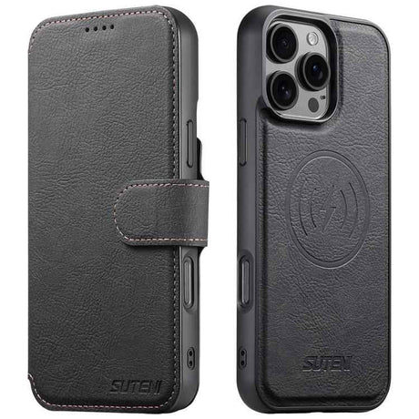 Suteni Q05 2-in-1 Multi-function MagSafe Wallet Litchi Leather Phone Case