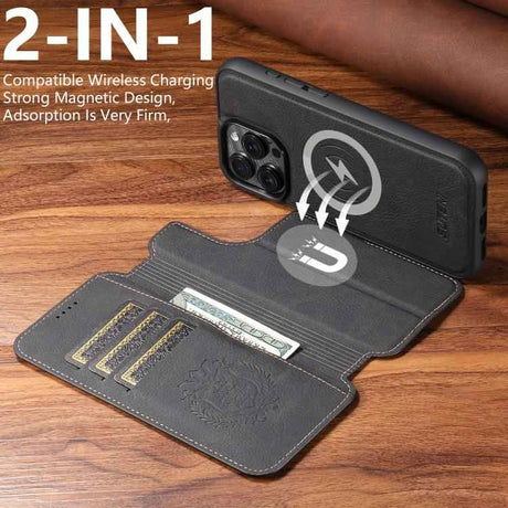 Suteni Q05 2-in-1 Multi-function MagSafe Wallet Litchi Leather Phone Case