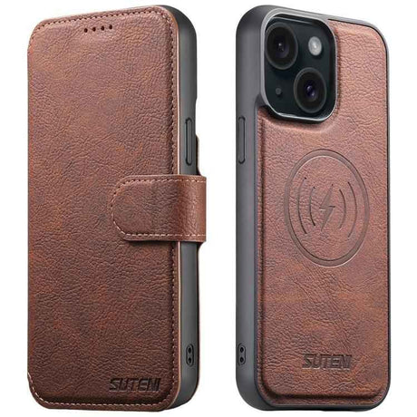 Suteni Q05 2-in-1 Multi-function MagSafe Wallet Litchi Leather Phone Case