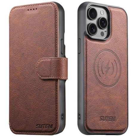 Suteni Q05 2-in-1 Multi-function MagSafe Wallet Litchi Leather Phone Case