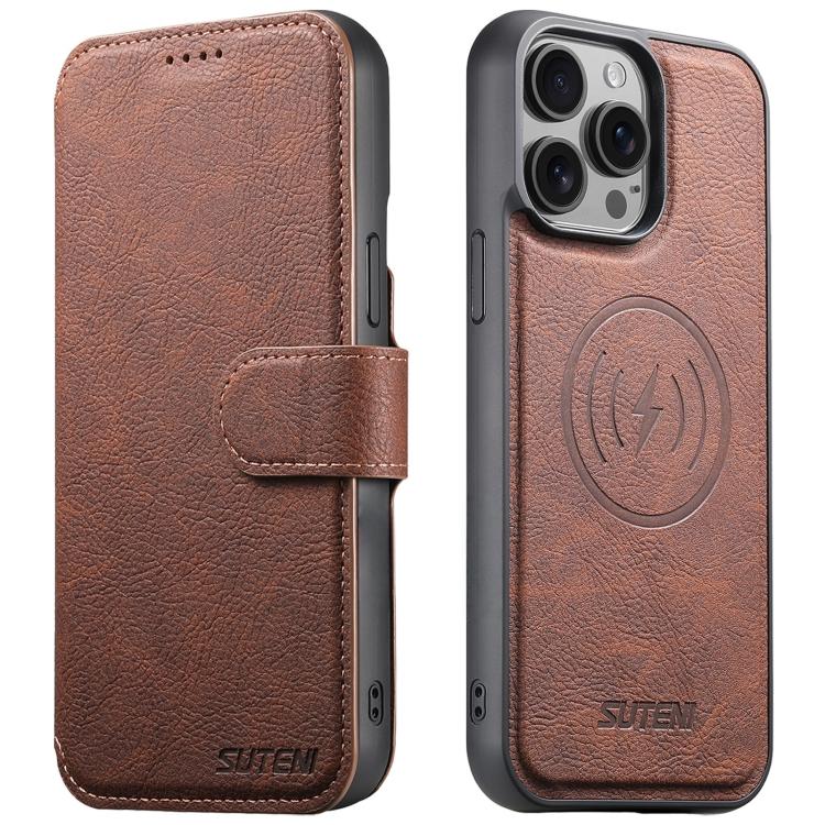 Suteni Q05 2-in-1 Multi-function MagSafe Wallet Litchi Leather Phone Case