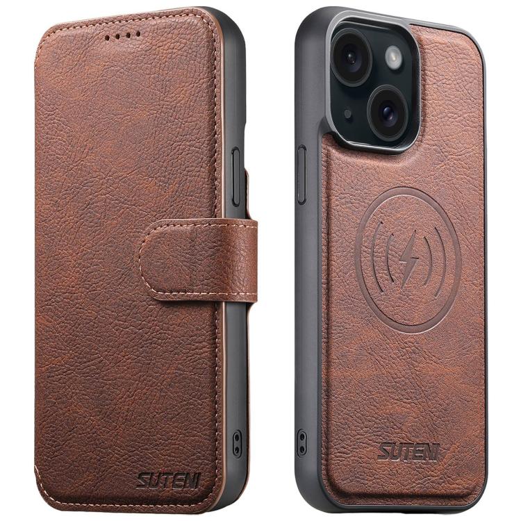 Suteni Q05 2-in-1 Multi-function MagSafe Wallet Litchi Leather Phone Case