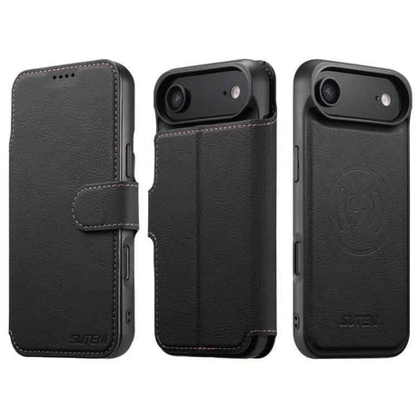 Suteni Q05 2-in-1 Multi-function MagSafe Wallet Litchi Leather Phone Case