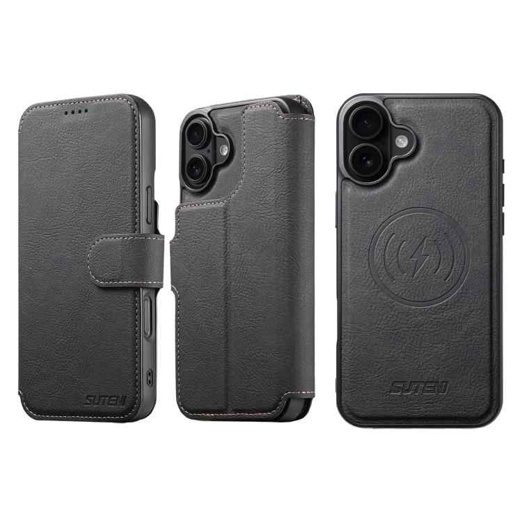 Suteni Q05 2-in-1 Multi-function MagSafe Wallet Litchi Leather Phone Case